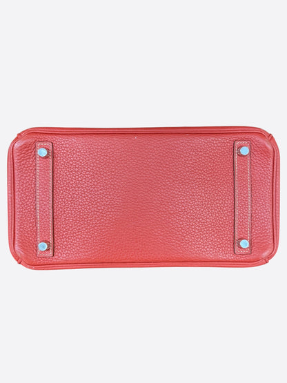 Hermes Red Togo & Palladium Hardware Birkin 30