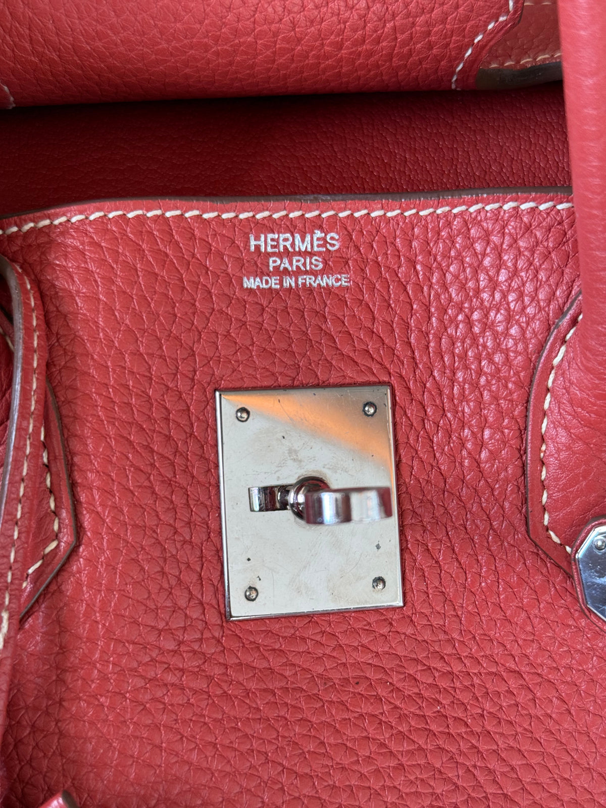 Hermes Red Togo & Palladium Hardware Birkin 30