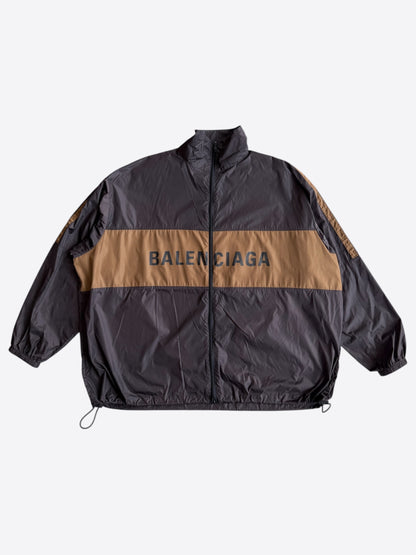Balenciaga Brown & Tan Logo Windbreaker