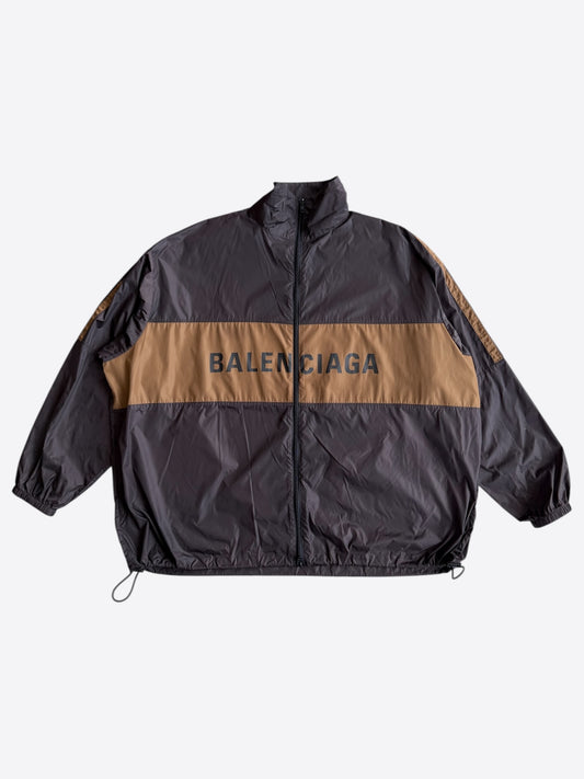Balenciaga Brown & Tan Logo Windbreaker