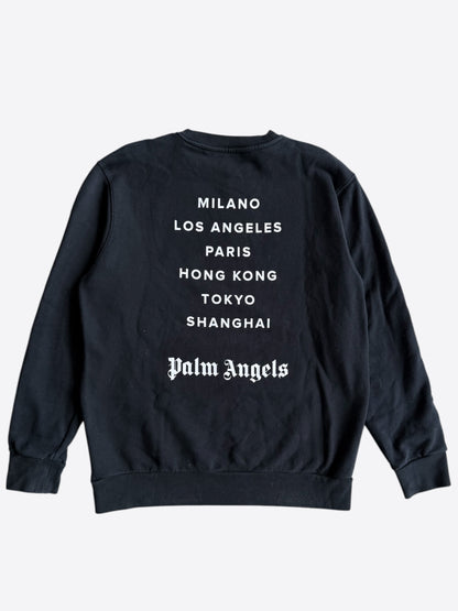 Palm Angels Black & White Cities Logo Sweater
