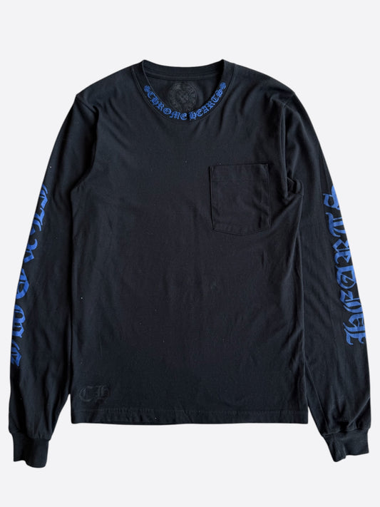 Chrome Hearts Black & Blue Neck Logo Longsleeve T-Shirt