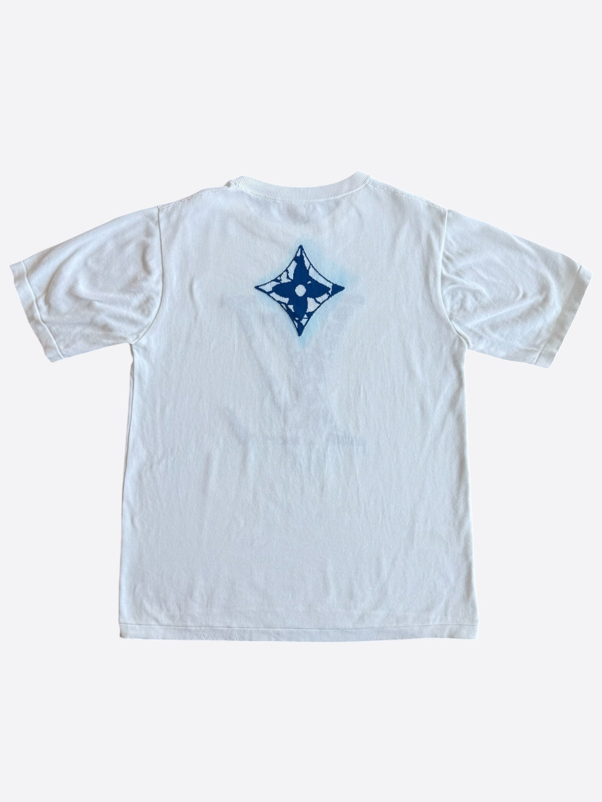 Louis Vuitton White & Blue Ice Logo Intarsia T-Shirt