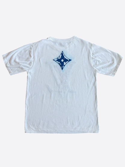 Louis Vuitton White & Blue Ice Logo Intarsia T-Shirt