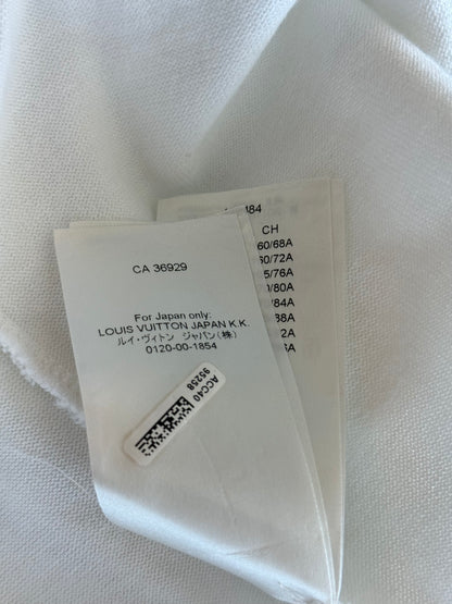Louis Vuitton White & Blue Ice Logo Intarsia T-Shirt