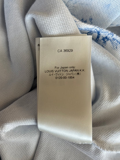 Louis Vuitton White & Blue Monogram Pique T-Shirt