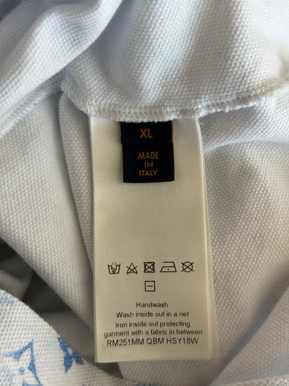 Louis Vuitton White & Blue Monogram Pique T-Shirt