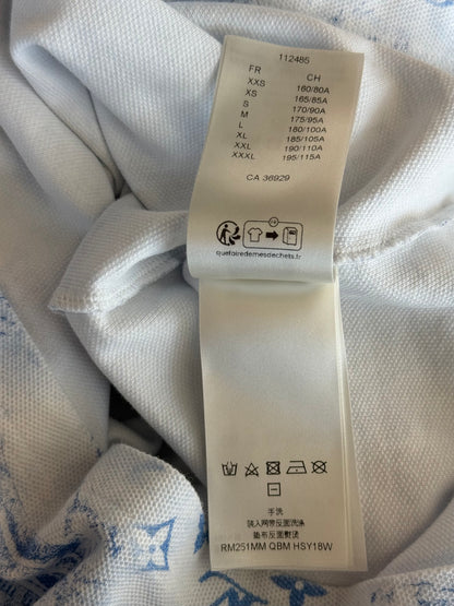 Louis Vuitton White & Blue Monogram Pique T-Shirt