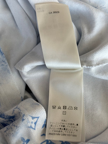 Louis Vuitton White & Blue Monogram Pique T-Shirt