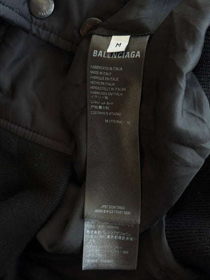 Balenciaga Black & Red Lion Club Embroidered Logo Bomber Jacket