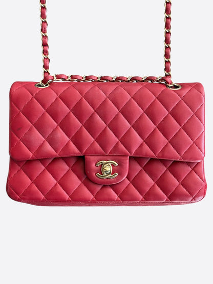 Chanel Red Quilted Lambskin Medium Double Flap Bag