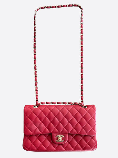 Chanel Red Quilted Lambskin Medium Double Flap Bag