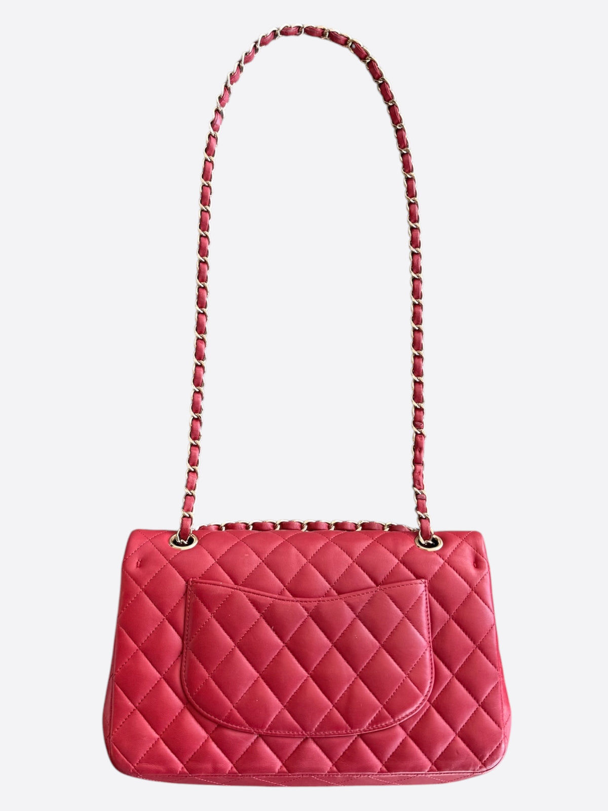 Chanel Red Quilted Lambskin Medium Double Flap Bag
