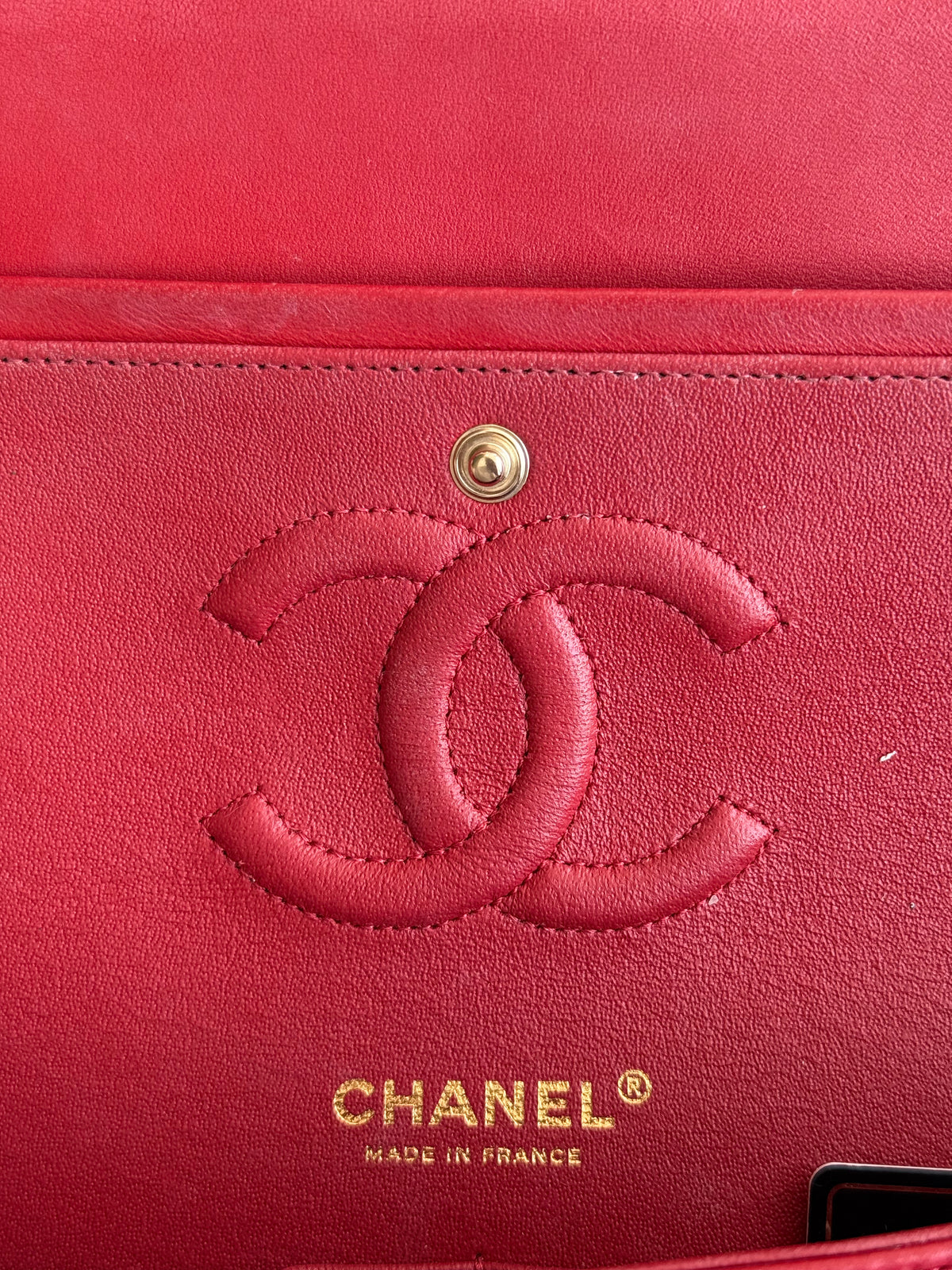 Chanel Red Quilted Lambskin Medium Double Flap Bag