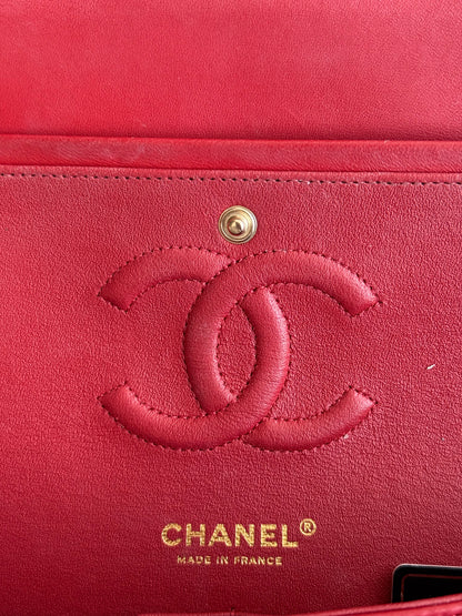 Chanel Red Quilted Lambskin Medium Double Flap Bag