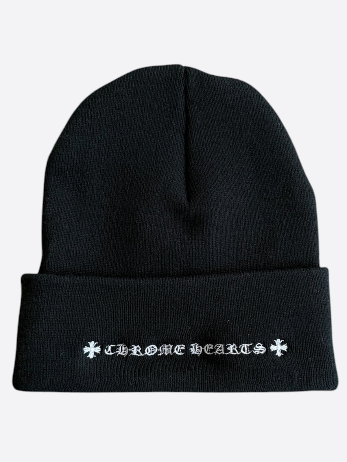 Chrome Hearts Black & White CH Embroidered Logo Beanie