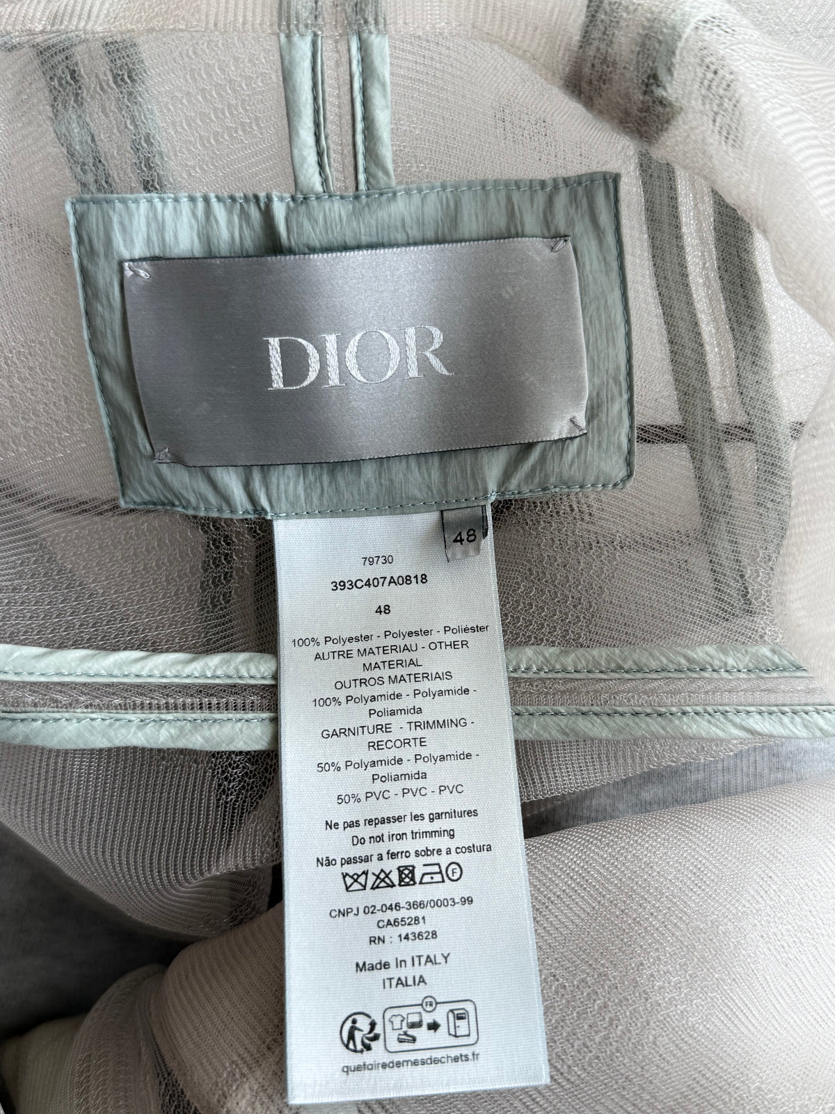 Dior Grey Mesh Tulle Jacket