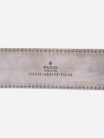 Gucci Burgundy & Silver Guccissima Interlocking G Belt
