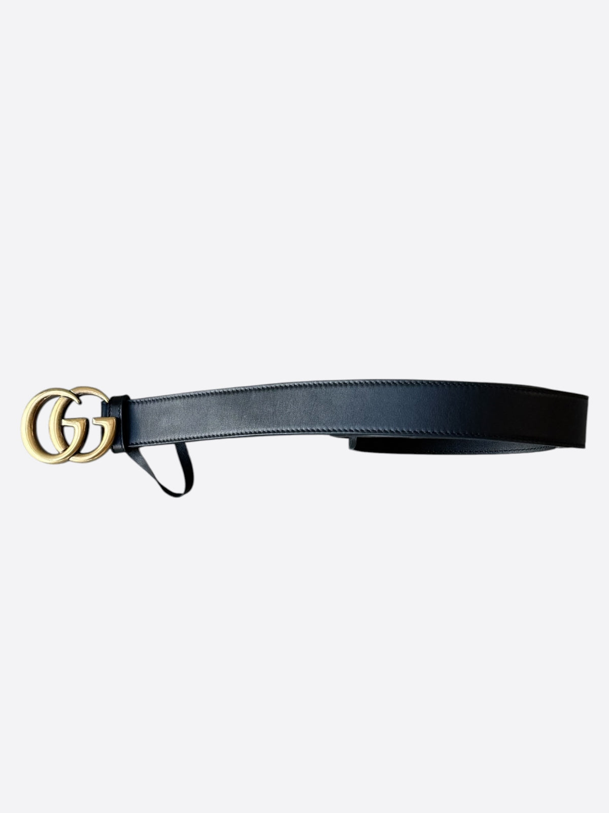 Gucci Black & Gold GG Marmont Leather Belt