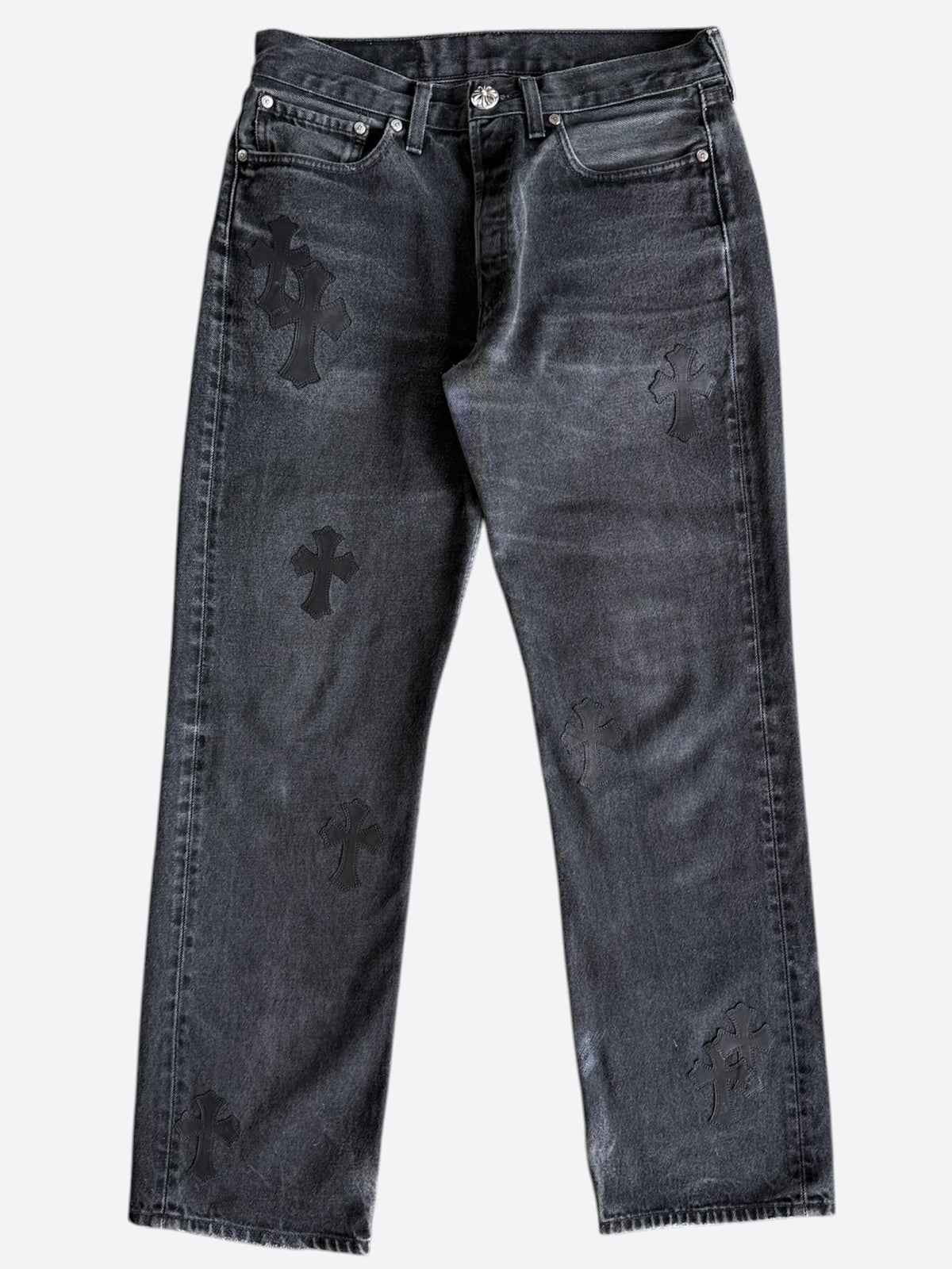 Chrome Hearts Levis Grey & Black Cross Patch Jeans