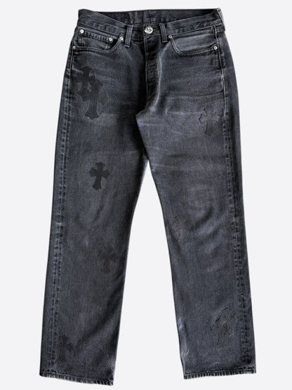 Chrome Hearts Levis Grey & Black Cross Patch Jeans