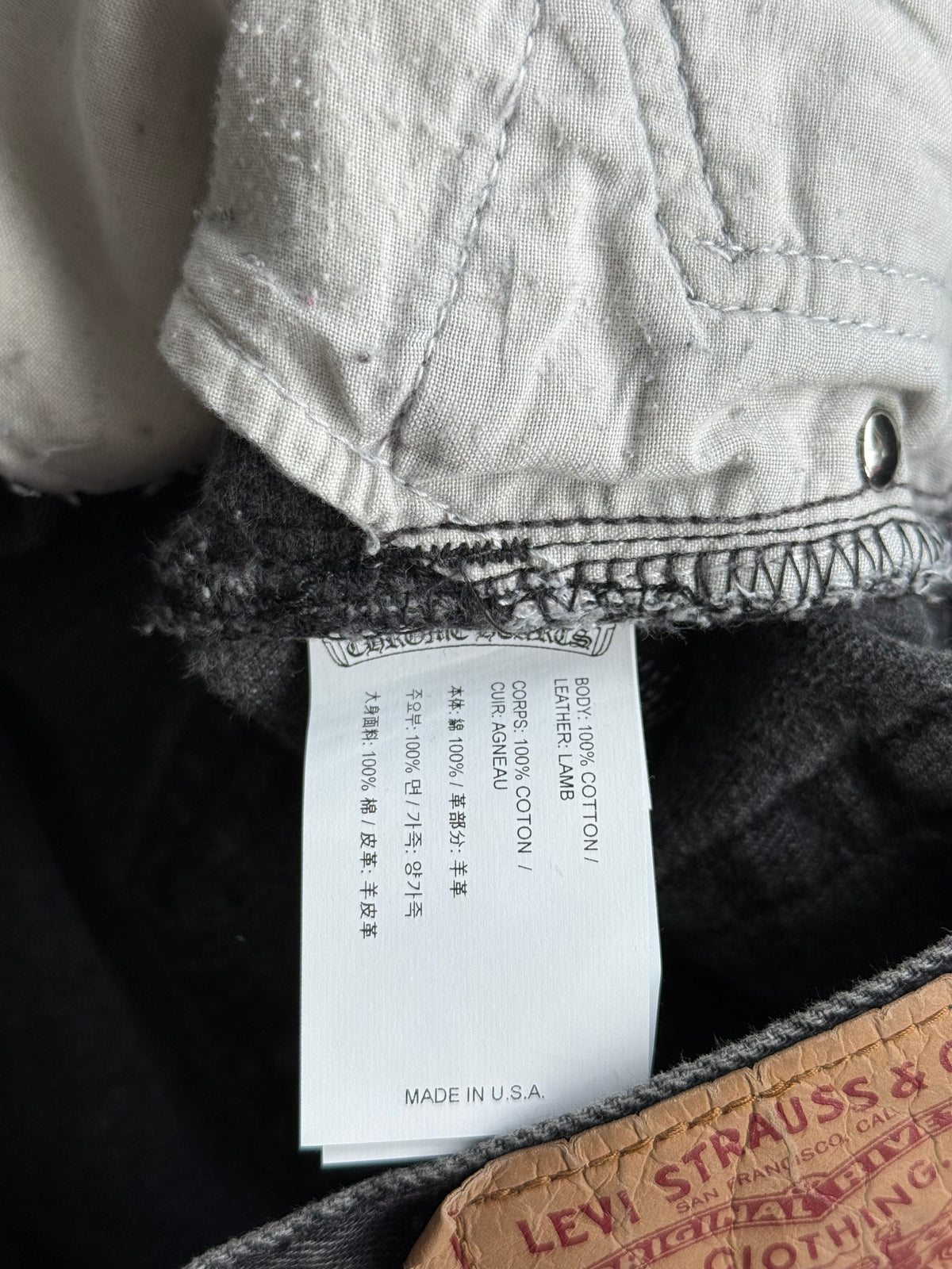 Chrome Hearts Levis Grey & Black Cross Patch Jeans
