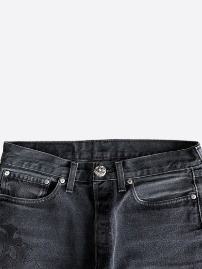 Chrome Hearts Levis Grey & Black Cross Patch Jeans