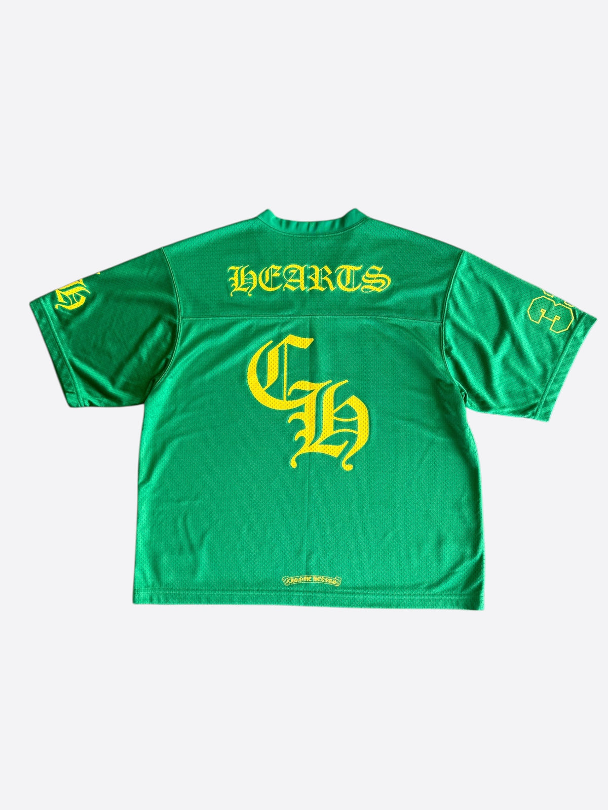 Chrome Hearts Green & Yellow Logo Mesh Jersey T-Shirt