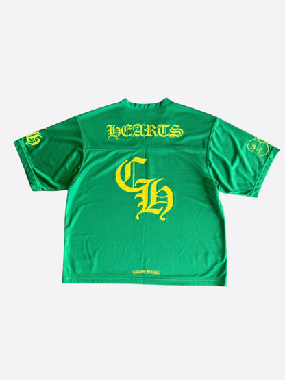 Chrome Hearts Green & Yellow Logo Mesh Jersey T-Shirt