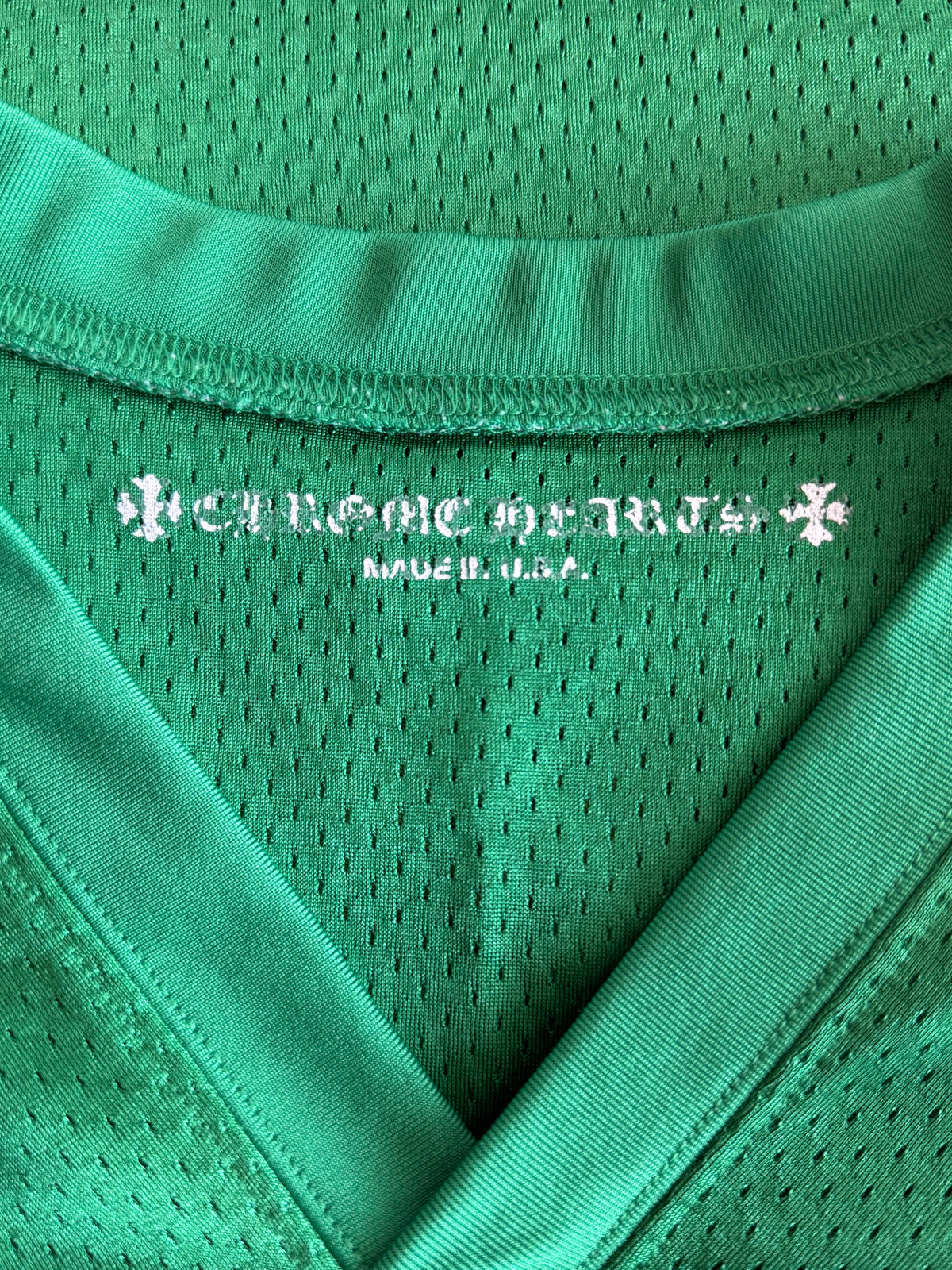 Chrome Hearts Green & Yellow Logo Mesh Jersey T-Shirt