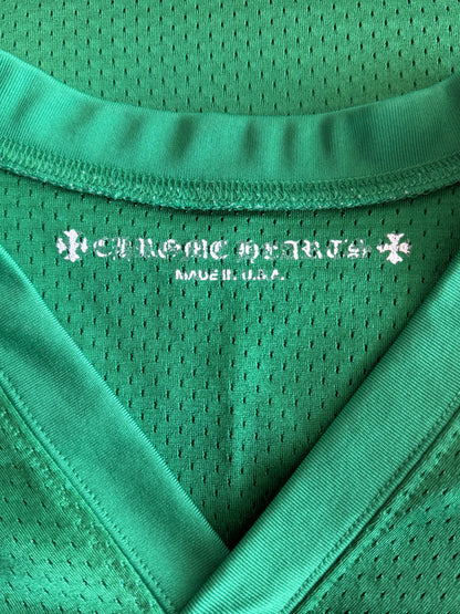 Chrome Hearts Green & Yellow Logo Mesh Jersey T-Shirt