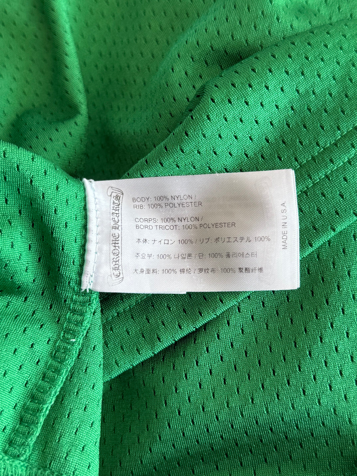 Chrome Hearts Green & Yellow Logo Mesh Jersey T-Shirt