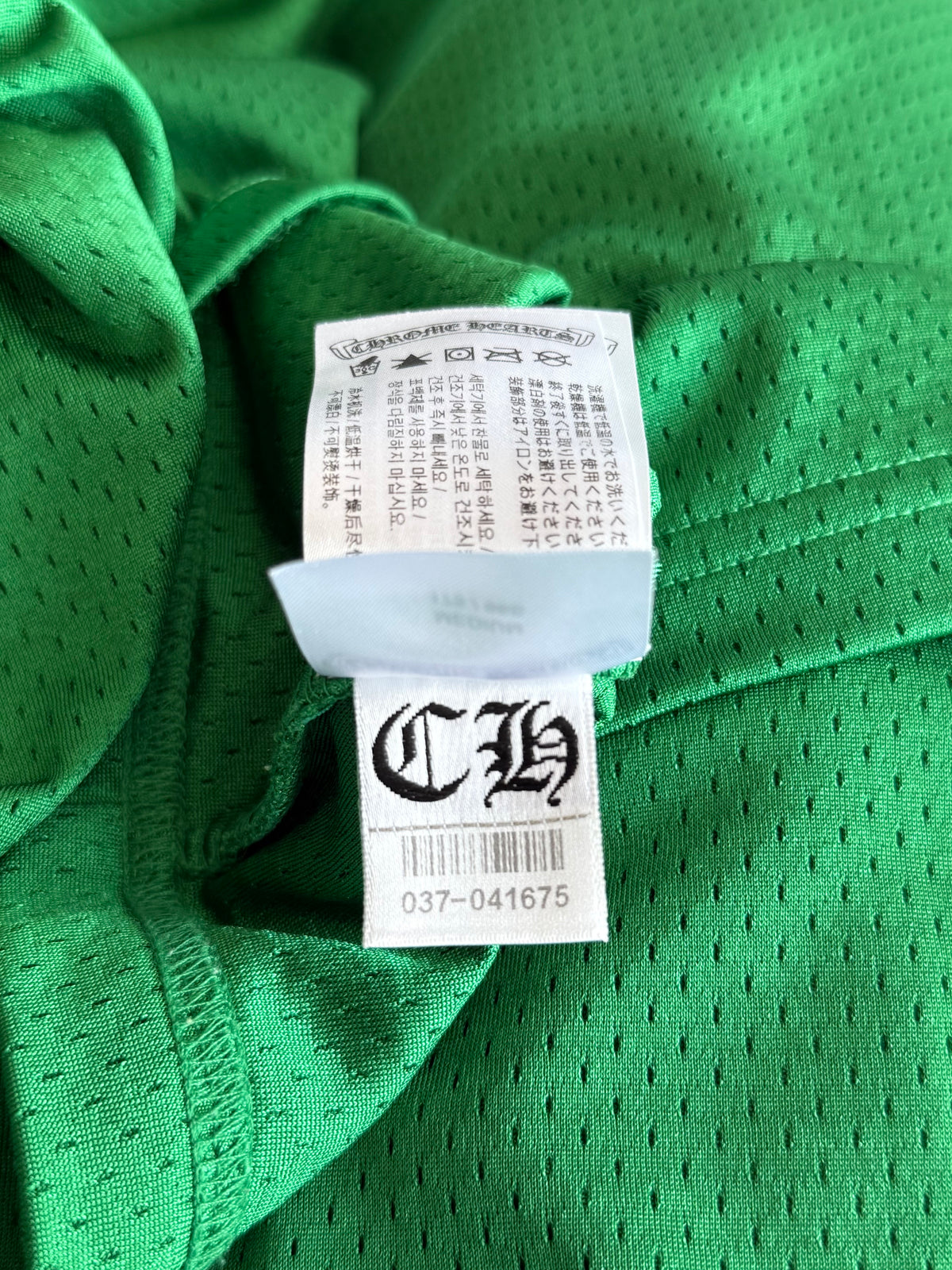 Chrome Hearts Green & Yellow Logo Mesh Jersey T-Shirt