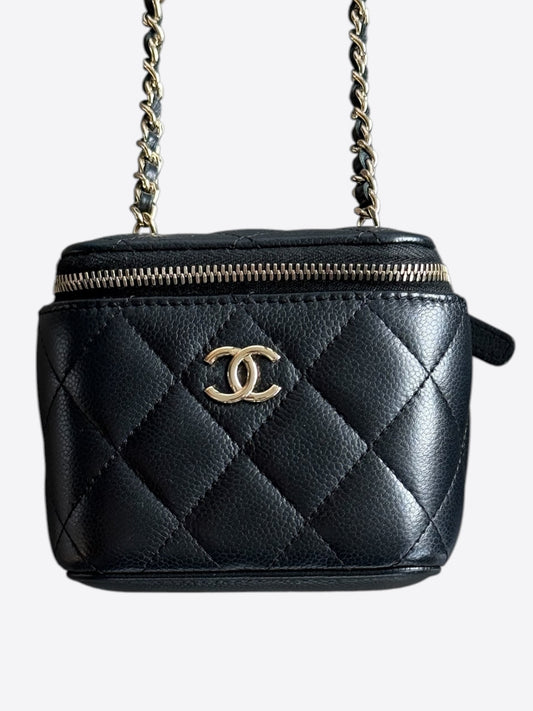 Chanel Black Quilted Caviar Mini Vanity Case