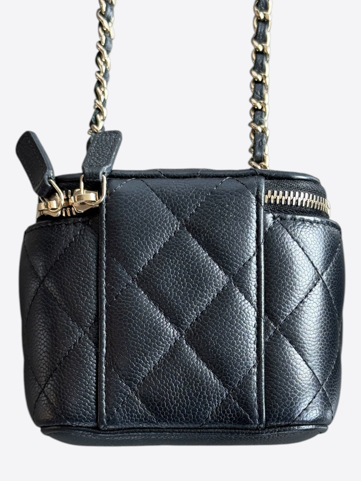 Chanel Black Quilted Caviar Mini Vanity Case