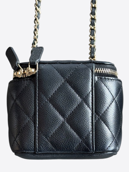 Chanel Black Quilted Caviar Mini Vanity Case