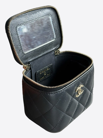 Chanel Black Quilted Caviar Mini Vanity Case