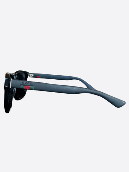 Gucci Black & Grey Stripe Sunglasses