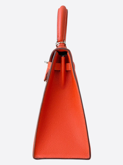 Hermes Orange Epsom & Palladium Hardware Kelly 25