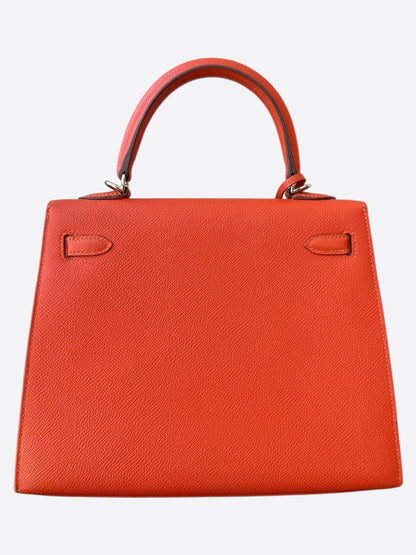 Hermes Orange Epsom & Palladium Hardware Kelly 25