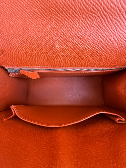Hermes Orange Epsom & Palladium Hardware Kelly 25