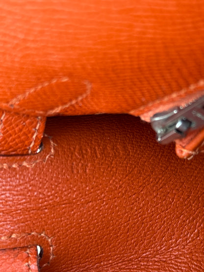 Hermes Orange Epsom & Palladium Hardware Kelly 25