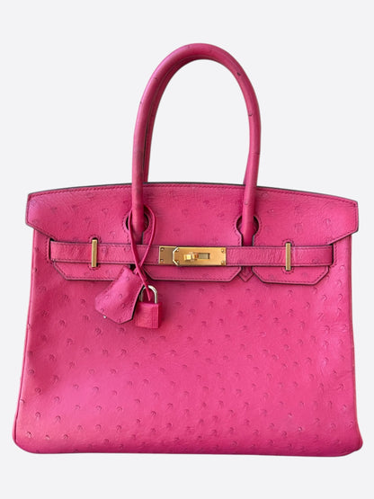 Hermes Fuchsia Ostrich & Gold Hardware Birkin 30