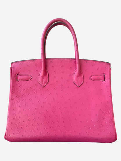 Hermes Fuchsia Ostrich & Gold Hardware Birkin 30