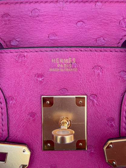 Hermes Fuchsia Ostrich & Gold Hardware Birkin 30
