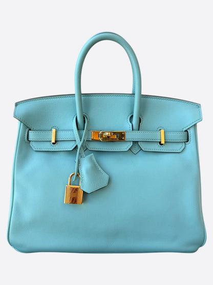 Hermes Tiffany Blue Swift & Gold Hardware Birkin 25