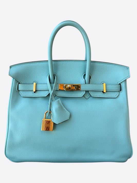 Hermes Tiffany Blue Swift & Gold Hardware Birkin 25