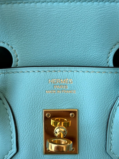 Hermes Tiffany Blue Swift & Gold Hardware Birkin 25