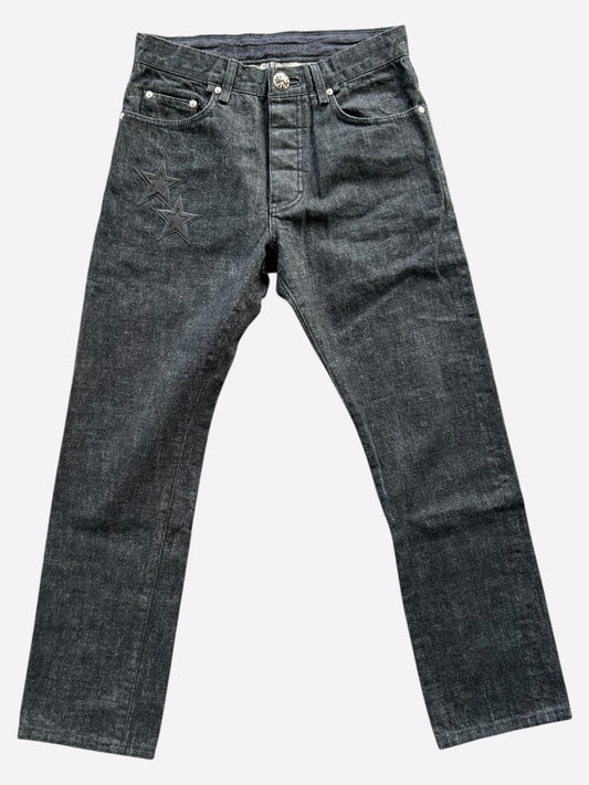 Chrome Hearts Grey & Black Star Patch Jeans
