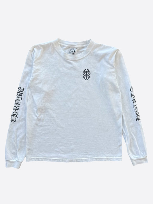 Chrome Hearts White & Black Dagger Scroll Logo Longsleeve T-Shirt